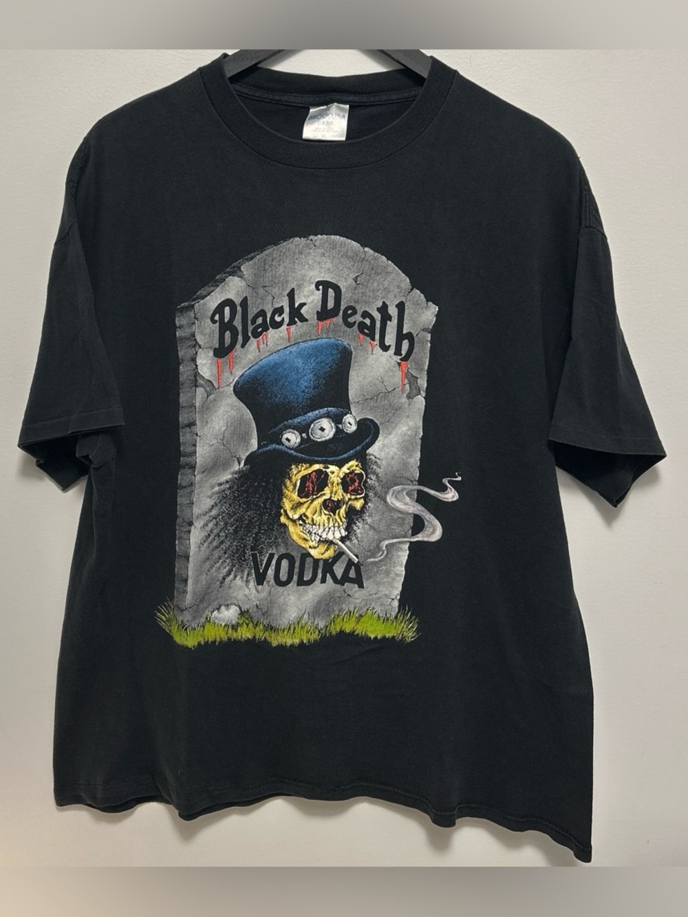 Vintage 1992 Slash from Guns N Roses Black Death Vodka T-shirt